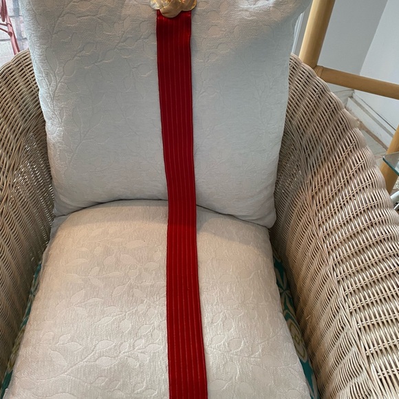 VTG Red Stretch Belt With Large Beautiful Mother Of Pearl Shell Buckle 🐚 - Picture 4 of 5